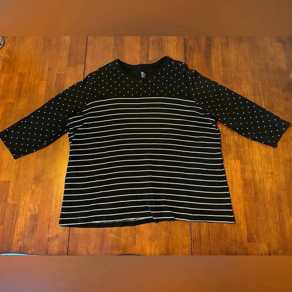 Kim Rogers women’s sz 2X Plus sz 22, black, white, long sleeves - Picture 2 of 7